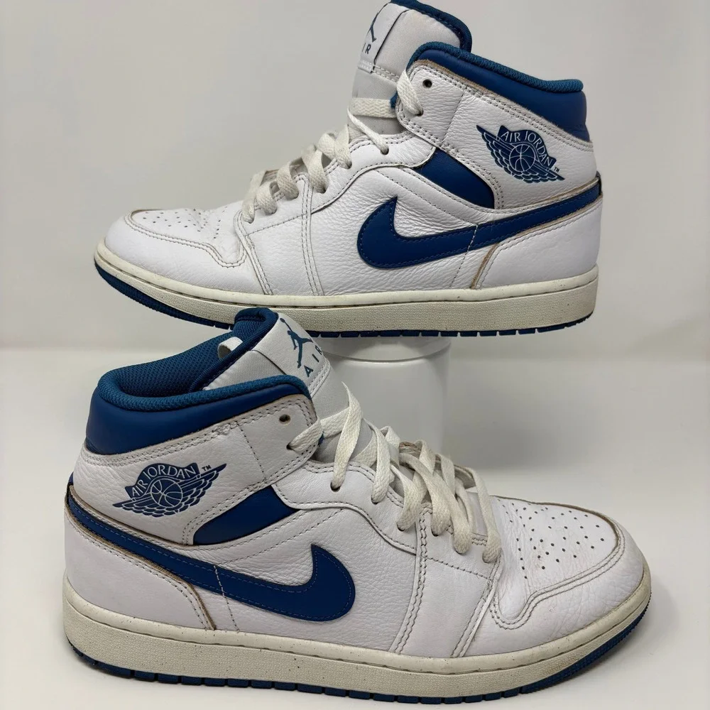 Nike Air Jordan 1 Mid Size‎ 9 Men White Industrial Blue FN5215-141 Sneaker